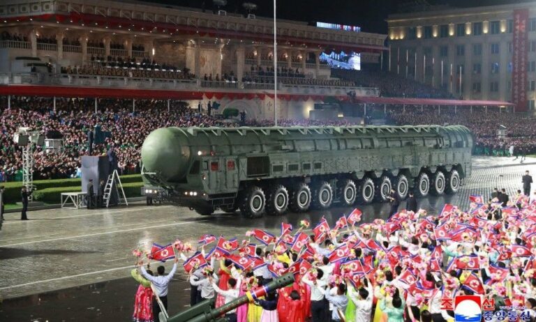 North Korea Unveils New ICBM, the Hwasong-20, in Grand Nighttime Parade